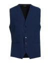 Daniele Alessandrini Man Tailored Vest Navy Size 36 Polyester, Viscose, Elastane In Blue