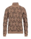 Daniele Alessandrini Man Turtleneck Camel Size 44 Wool, Polyamide In Beige