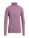 Daniele Alessandrini Man Turtleneck Lilac Size 42 Wool, Polyamide In Purple