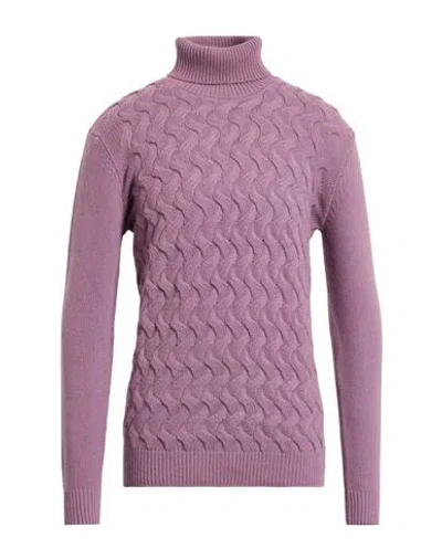 Daniele Alessandrini Man Turtleneck Lilac Size 42 Wool, Polyamide In Purple