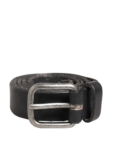 Daniele Alessandrini Men Black Leather Metal Buckle Men's Belt In Burgundy