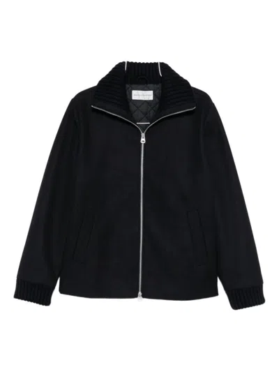 DANIELE ALESSANDRINI MINIMALIST BLACK JACKET WITH FRONT ZIPPER AND QUILTED LINING