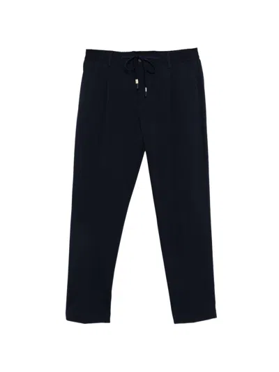 Daniele Alessandrini Navy Blue Drawstring Trousers  In Black