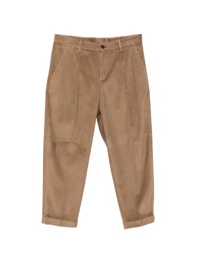 Daniele Alessandrini Pleated Corduroy Trousers In Brown