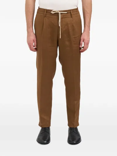 Daniele Alessandrini Pleated Drawstring-fastening Trousers In Brown