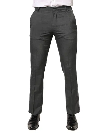 Pre-owned Daniele Alessandrini Polyester Formal Dress Trouser Men's Pants () In Grey