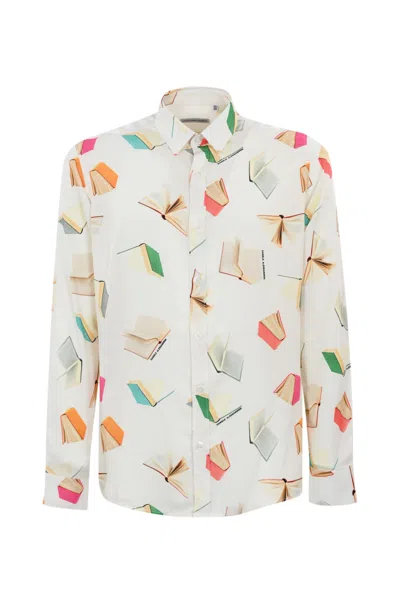 Daniele Alessandrini Shirt With Book Print In White