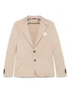 Daniele Alessandrini Tailored Beige Jacket With Classic Notch Lapel In Neutrals