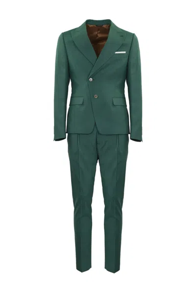 Daniele Alessandrini Single-breasted Suit With Oblique Closure In Verde