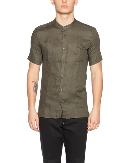 Daniele Alessandrini S/m Shirt In Linen In Green