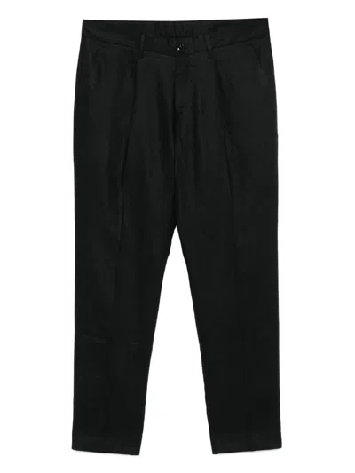 DANIELE ALESSANDRINI SOFT BLACK TROUSERS IN LINEN