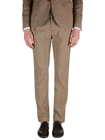 Daniele Alessandrini Stretch Cotton Pants In Brown