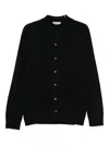 Daniele Alessandrini Button-up Black Sweater With Classic Collar In Black