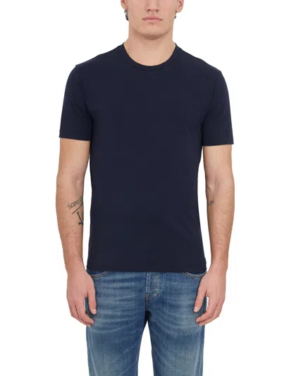 Daniele Alessandrini T-shirt Girocollo In Cotone Stretch In Blue