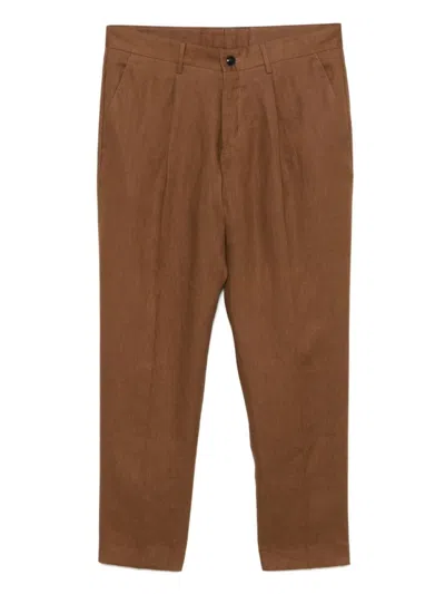 Daniele Alessandrini Tailored Brown Trousers With Classic Waistband