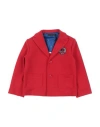 Daniele Alessandrini Newborn Boy Blazer Red Size 3 Cotton, Nylon, Elastane In Red