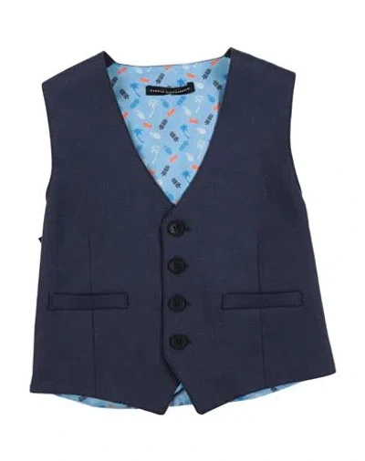 Daniele Alessandrini Babies'  Toddler Boy Tailored Vest Midnight Blue Size 4 Linen, Viscose