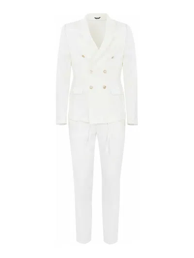 Daniele Alessandrini White Double-breasted Suit In Cream
