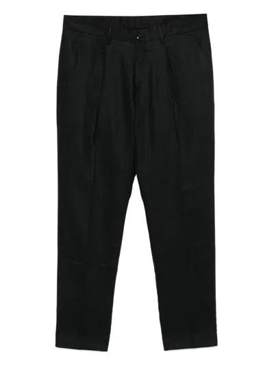 DANIELE ALESSANDRINI DANIELE ALESSANDRINI SOFT BLACK TROUSERS IN LINEN