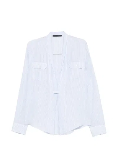 Daniele Alessandrini Vertical-stripe Shawl-collar Shirt In White