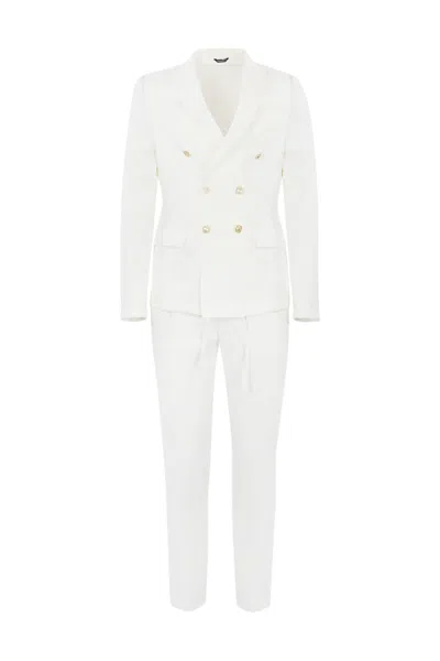 DANIELE ALESSANDRINI WHITE DOUBLE-BREASTED SUIT
