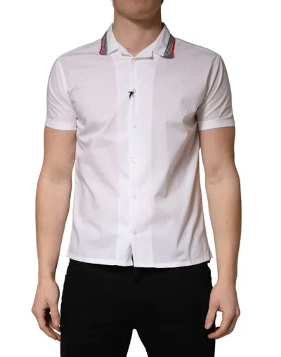 Pre-owned Daniele Alessandrini White Short Sleeves Button Down Men's Shirt ()