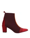 Daniele Ancarani Woman Ankle Boots Garnet Size 6 Textile Fibers, Leather In Red