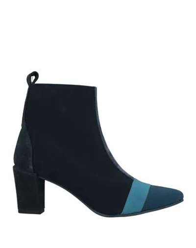 Daniele Ancarani Woman Ankle Boots Midnight Blue Size 6 Textile Fibers, Leather