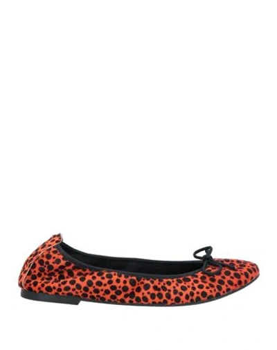 Daniele Ancarani Woman Ballet Flats Orange Size 8 Leather