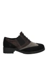 Daniele Ancarani Woman Lace-up Shoes Grey Size 8 Leather, Textile Fibers