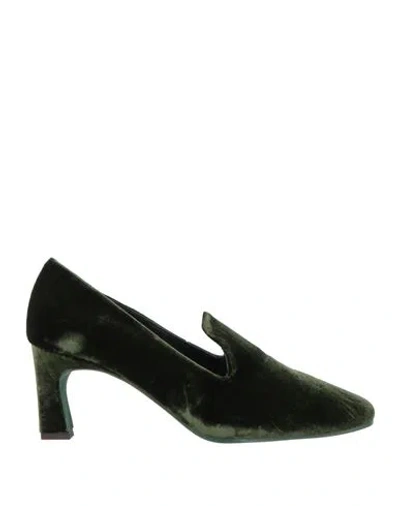 Daniele Ancarani Woman Loafers Dark Green Size 8 Textile Fibers