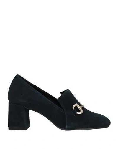 Daniele Ancarani Woman Loafers Navy Size 6 Soft Leather In Navy Blue