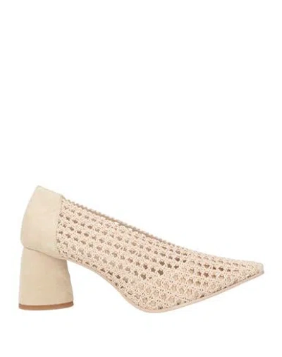 Daniele Ancarani Woman Pumps Beige Size 9 Textile Fibers, Leather