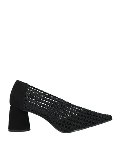 Daniele Ancarani Woman Pumps Black Size 9 Textile Fibers, Leather
