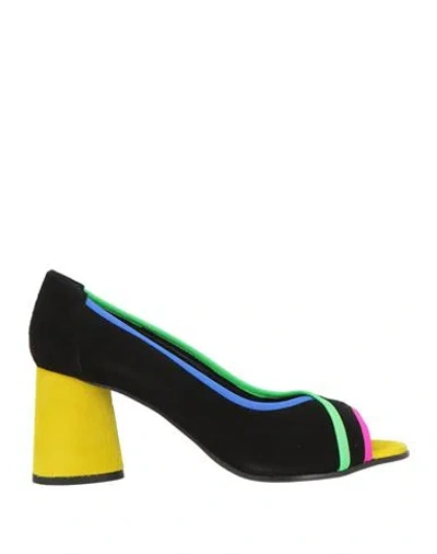 Daniele Ancarani Woman Pumps Black Size 8 Leather In Multi