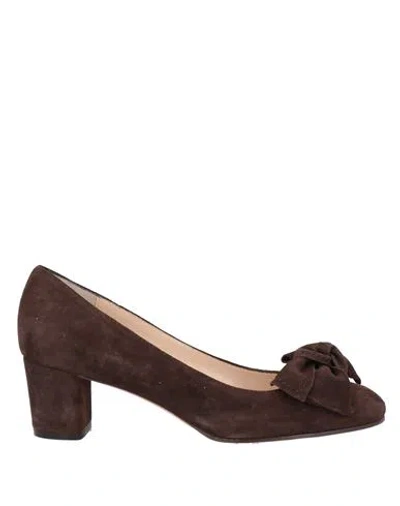 Daniele Ancarani Woman Pumps Dark Brown Size 8 Leather