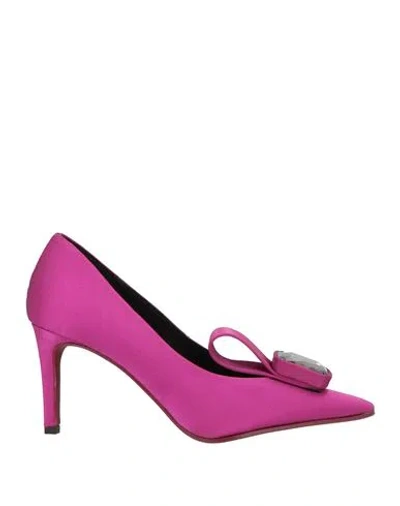 Daniele Ancarani Woman Pumps Fuchsia Size 8.5 Textile Fibers In Pink