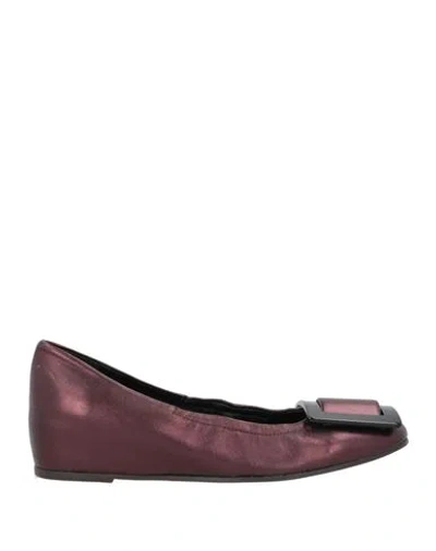 Daniele Ancarani Woman Pumps Plum Size 7 Leather In Purple