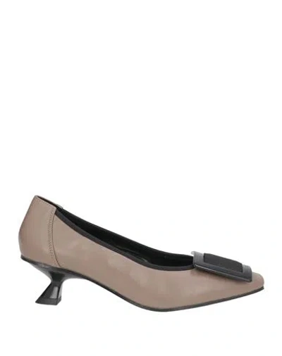 Daniele Ancarani Woman Pumps Taupe Size 7 Leather In Multi