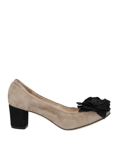 Daniele Ancarani Woman Pumps Taupe Size 8 Leather In Grey