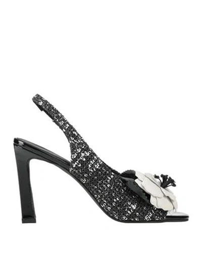 Daniele Ancarani Woman Sandals Black Size 10 Textile Fibers, Leather