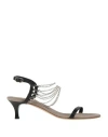 Daniele Ancarani Woman Sandals Black Size 7.5 Leather, Metal In Black