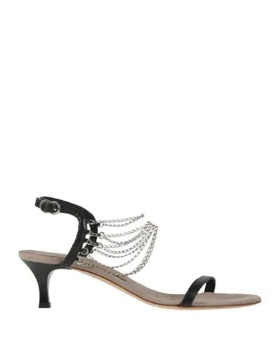 Daniele Ancarani Woman Sandals Black Size 7.5 Leather, Metal