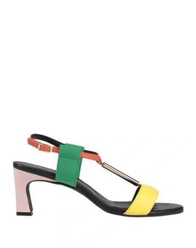 Daniele Ancarani Woman Sandals Black Size 8 Leather, Textile Fibers In Multi