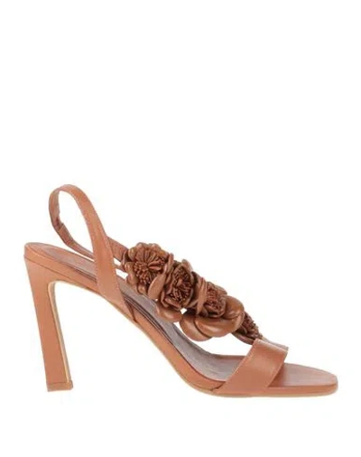 Daniele Ancarani Woman Sandals Camel Size 11 Leather In Multi