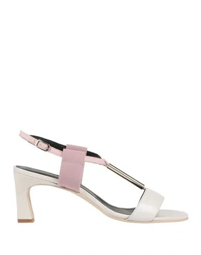 Daniele Ancarani Woman Sandals Off White Size 7 Leather, Textile Fibers In Multi