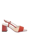 Daniele Ancarani Woman Sandals Rust Size 8 Textile Fibers, Leather In Red