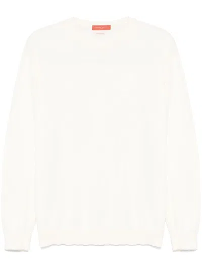 Daniele Fiesoli Beige Crew Neck Knitwear In Cotton In White