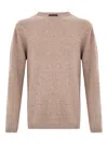 DANIELE FIESOLI BEIGE CREWNECK SWEATER IN MERINO WOOL