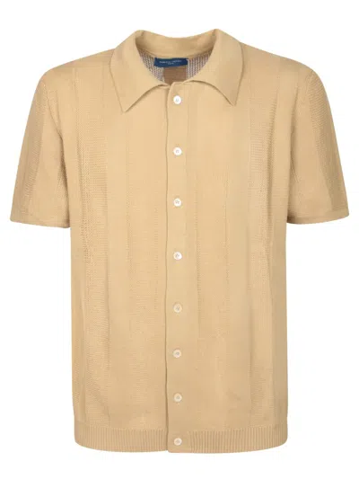Daniele Fiesoli Beige Knit Shirt With Classic Collar